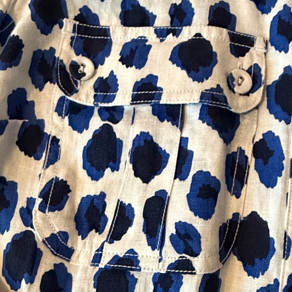Boden White and Blue Leopard Print Button-Down Shirt - Picture 3 of 6